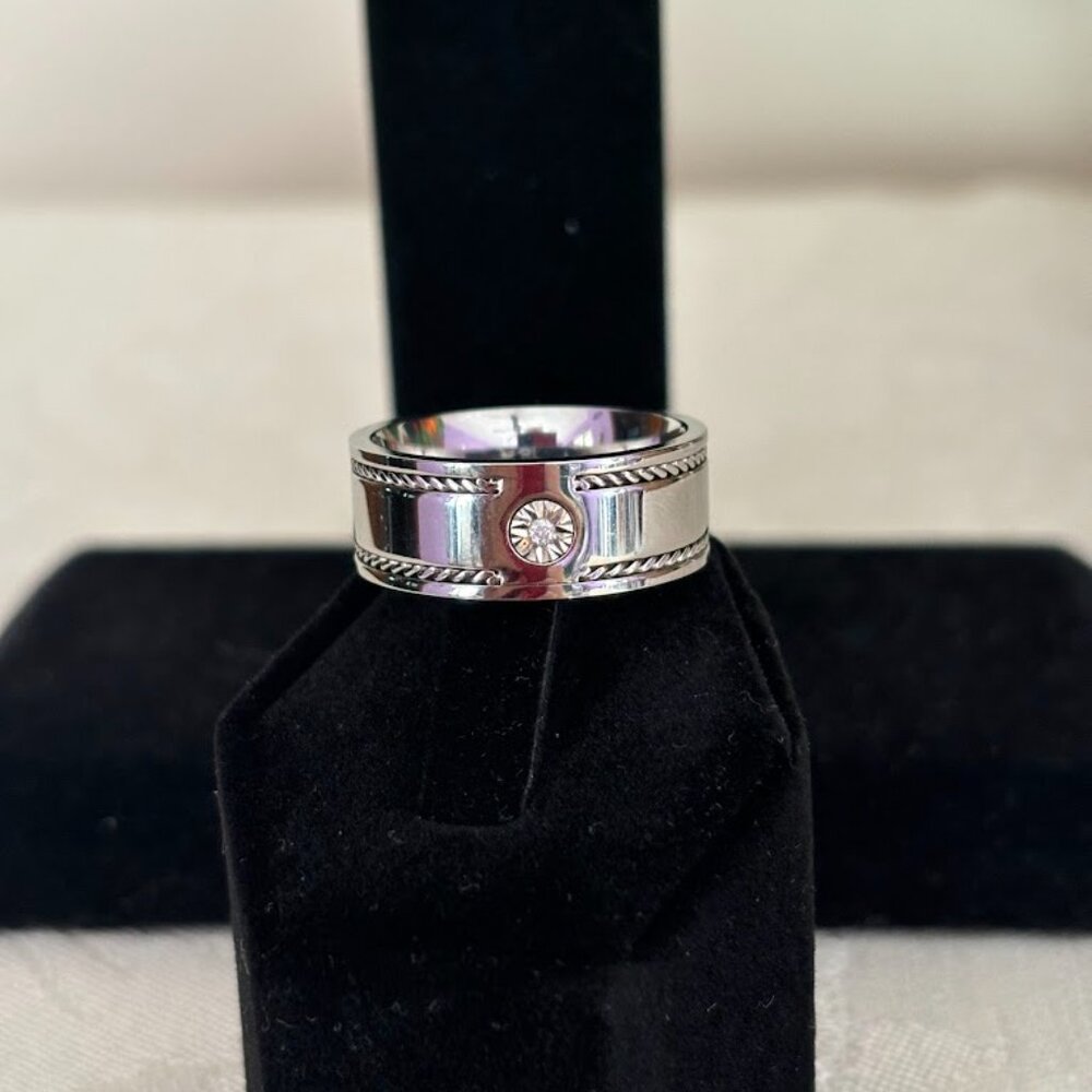 Sterling Silver (925) Bracelet (8") and Ring (9.5) with Moissanite Stones - Picture 2 of 16
